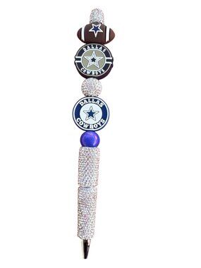 Dallas Cowboys Bedazzled Football Fan Pen With Team Logos & Rhinestones